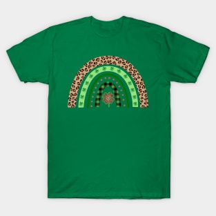 Shamrock Leopard Rainbow St Patrick's Day T-Shirt